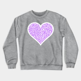 Purple and White Leopard Print Heart Crewneck Sweatshirt